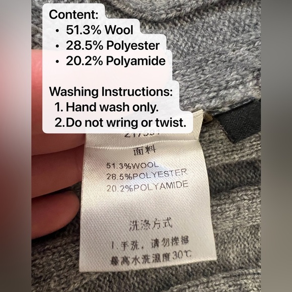 Zow Zow Gray Cowl Neck Turtle Neck Pleated Wool-Blend Sweater Dress - Size 2 - Picture 7 of 7